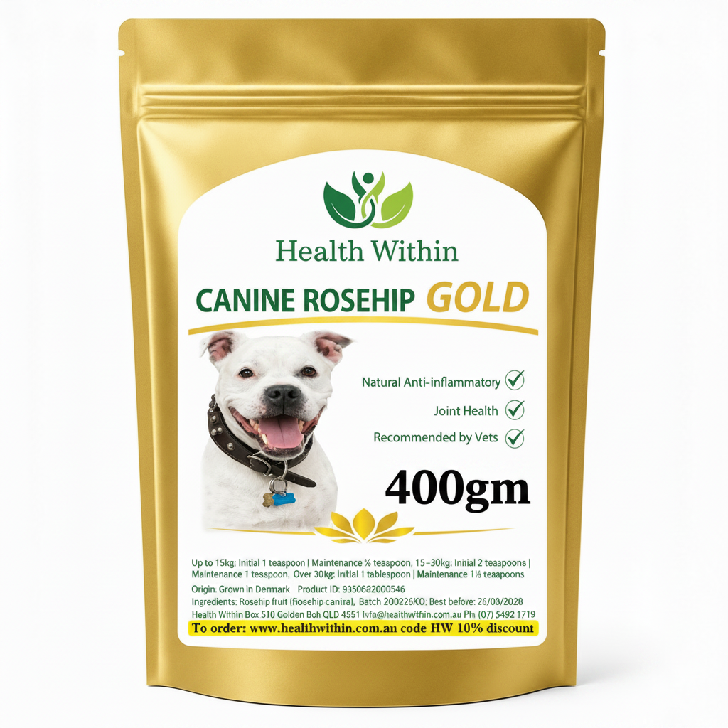 Canine Rosehip Gold 400gm Label