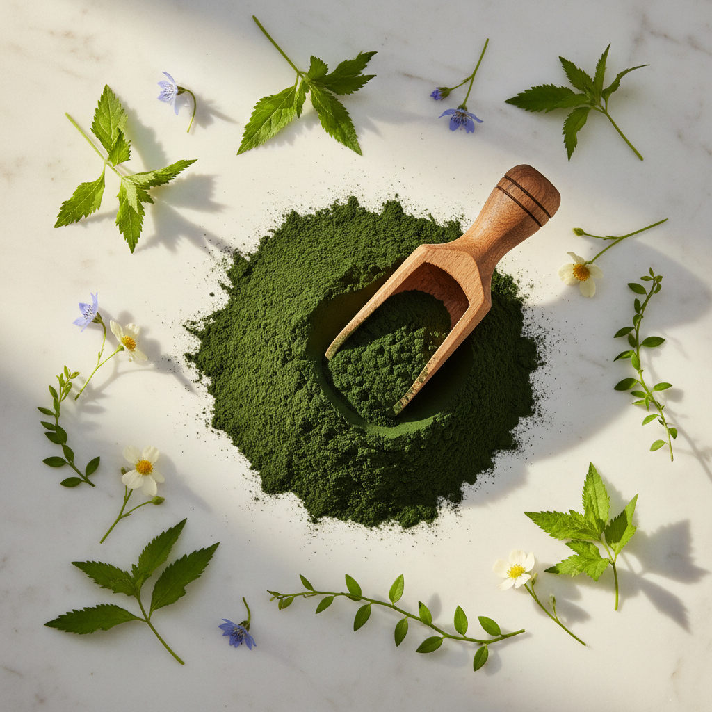 Chlorella Powder Flat Lay