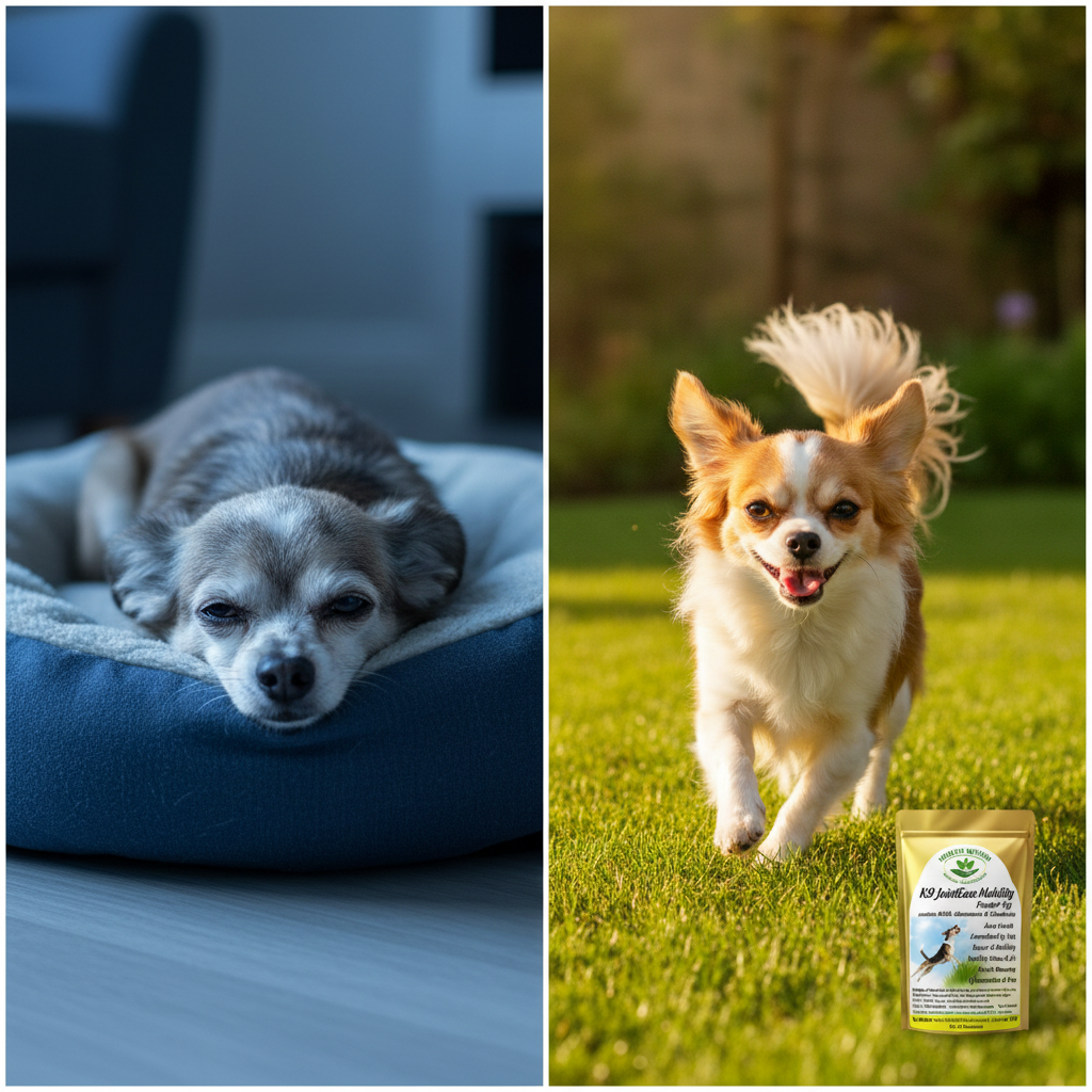 K9 JointEase Chihuahua Split Panel Sad vs Active