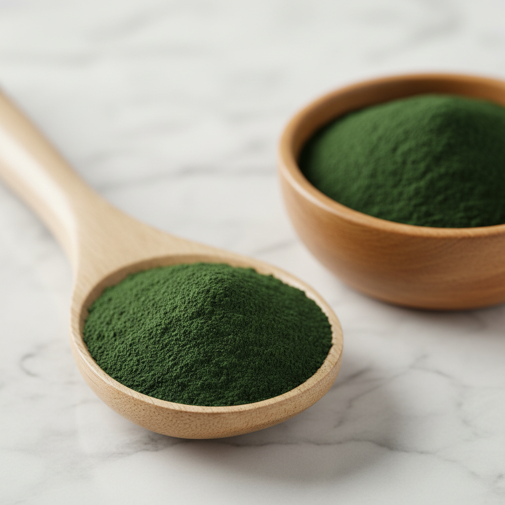 Spirulina & Chlorella fine powder close-up